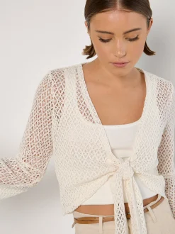 Apricot Damen Strickjacke in weiß - Ärmel: langarm