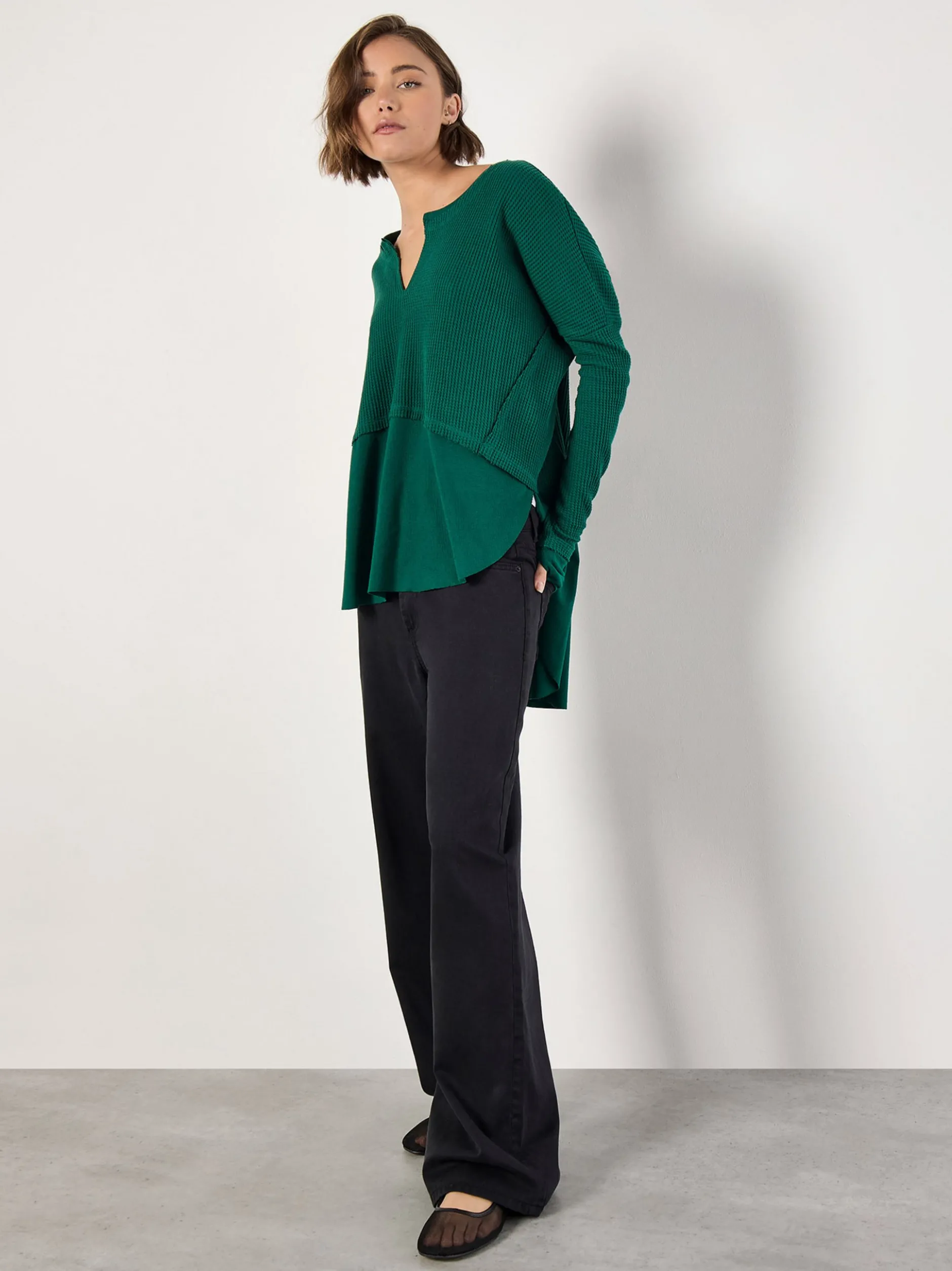 Apricot Damen Top in grün - Ärmel: langarm