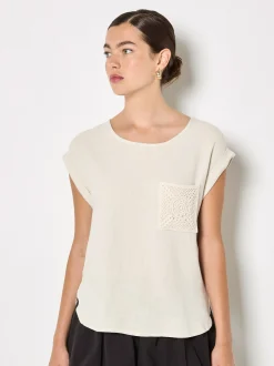 Apricot Damen Top in sand beige - Ausschnitt: Rundhals