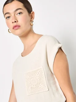 Apricot Damen Top in sand beige - Ausschnitt: Rundhals