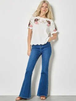 Apricot Damen Top in weiß - Ausschnitt: Rundhals