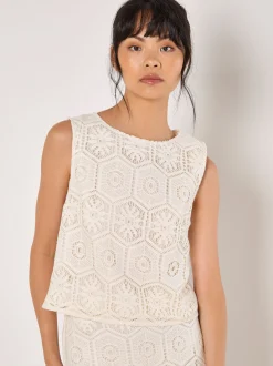 Apricot Damen Top in weiß - Ärmel: ohne Arm