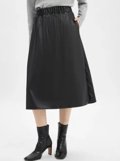 Armani Exchange Damen Kunstlederrock in schwarz