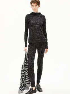 ARMEDANGELS Damen Leggings - Faribaa Zebraraa in schwarz anthrazit
