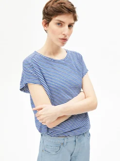 ARMEDANGELS Damen T-Shirt - Slub in blau weiß