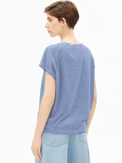 ARMEDANGELS Damen T-Shirt - Slub in blau weiß