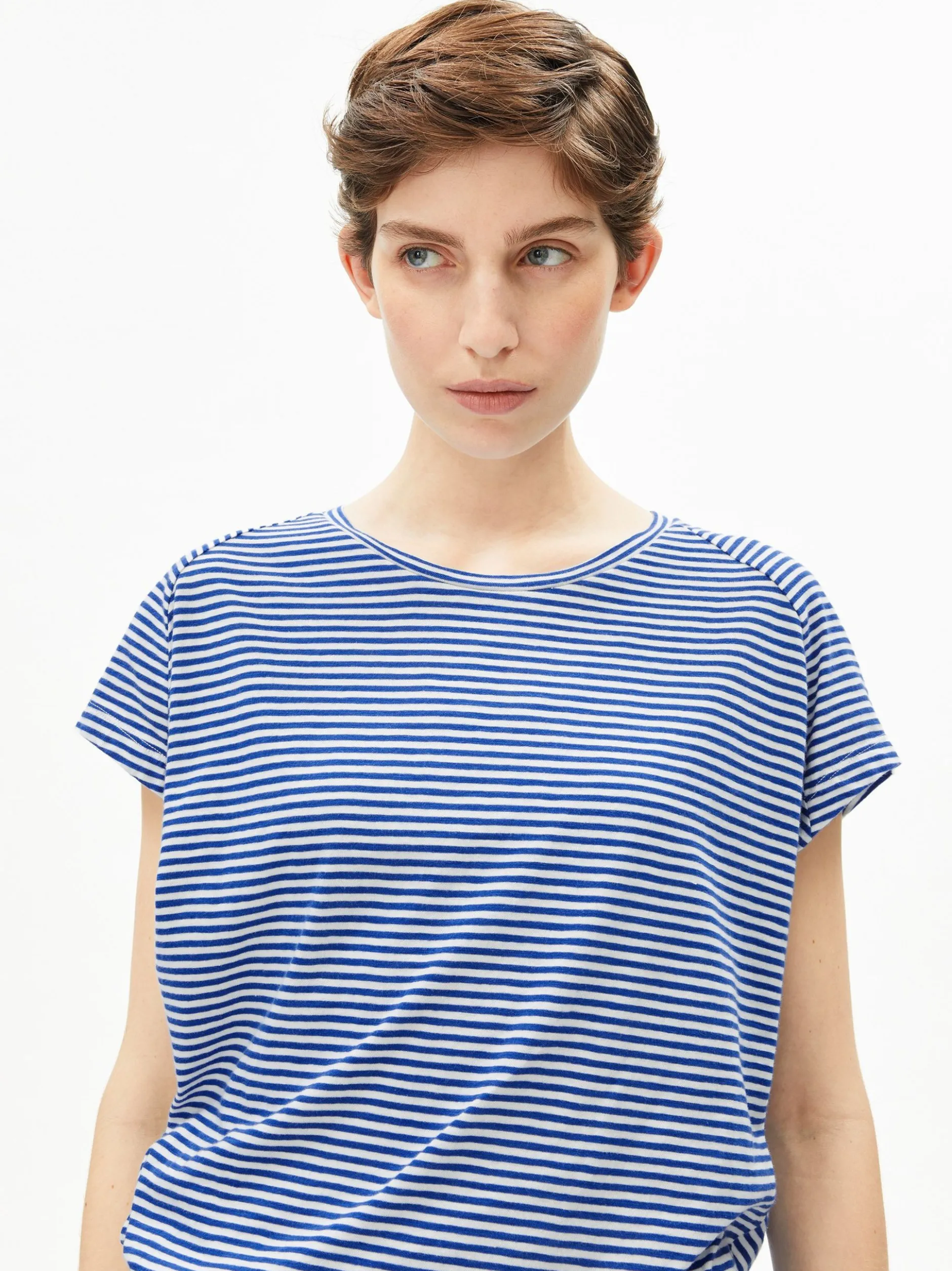 ARMEDANGELS Damen T-Shirt - Slub in blau weiß