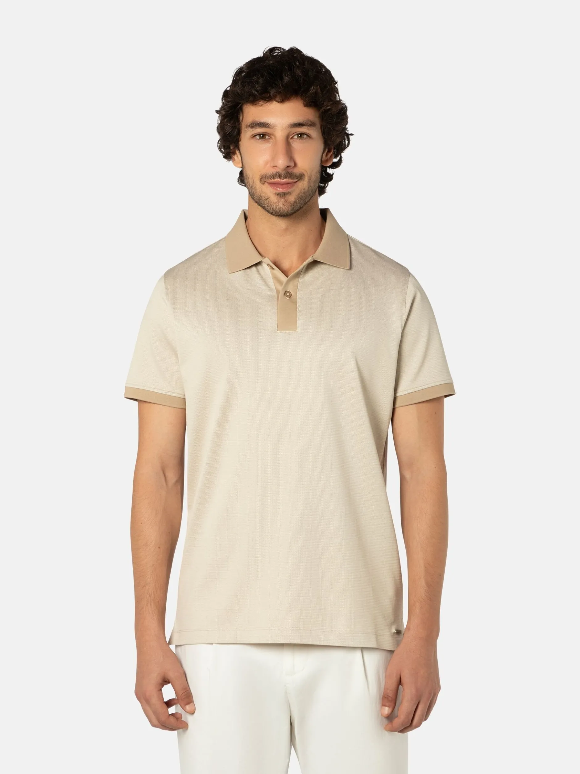 Benvenuto Herren Polo - AURON in beige - Ärmel: kurzarm
