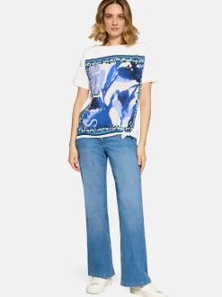 Betty Barclay Damen Blusenshirt in blau weiß