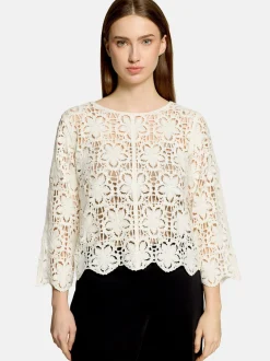 Betty Barclay Damen Lochstrick-Pullover in weiß