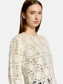 Betty Barclay Damen Lochstrick-Pullover in weiß