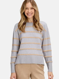 Betty Barclay Damen Strickpullover in hellgrau braun