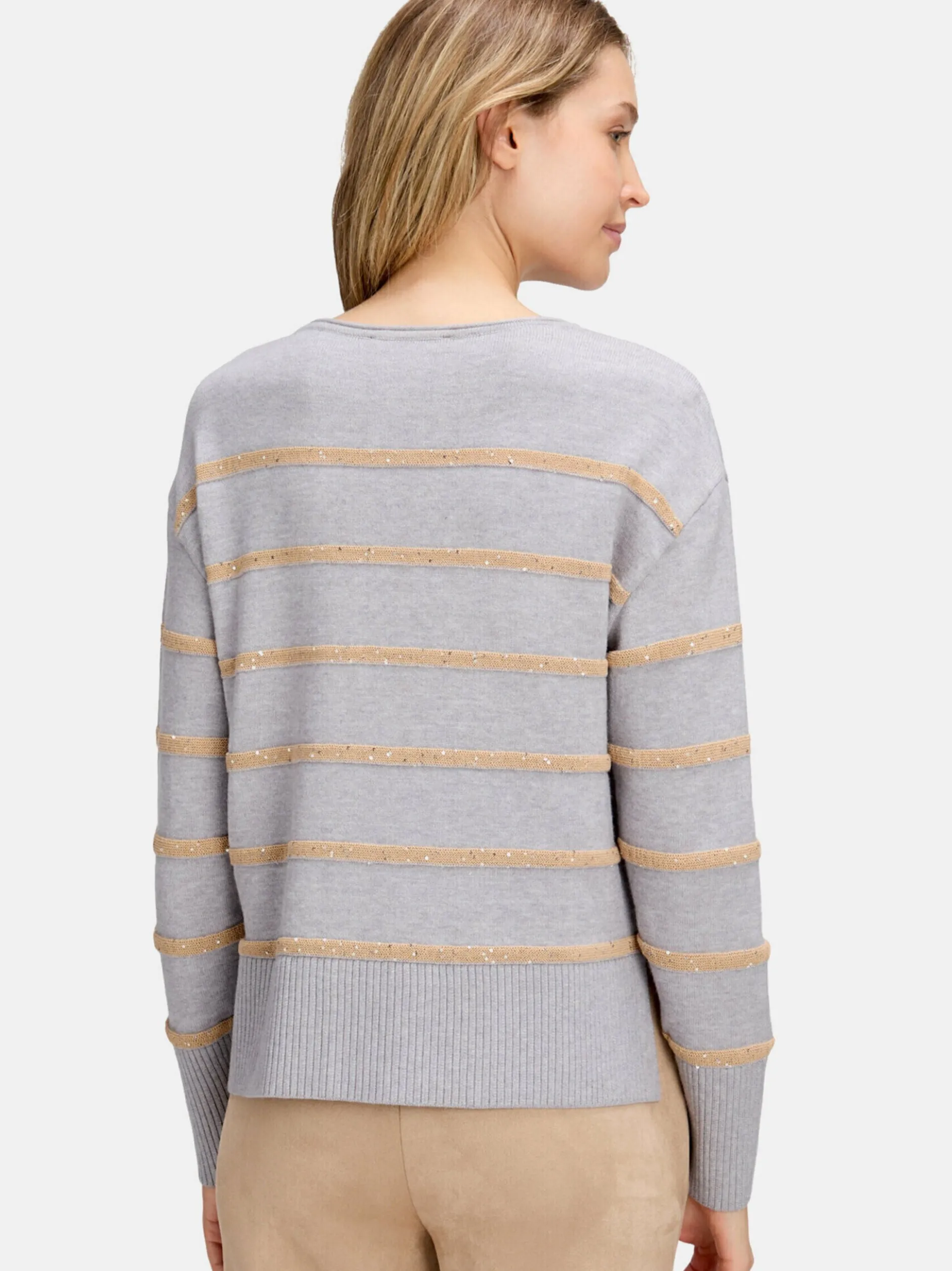Betty Barclay Damen Strickpullover in hellgrau braun