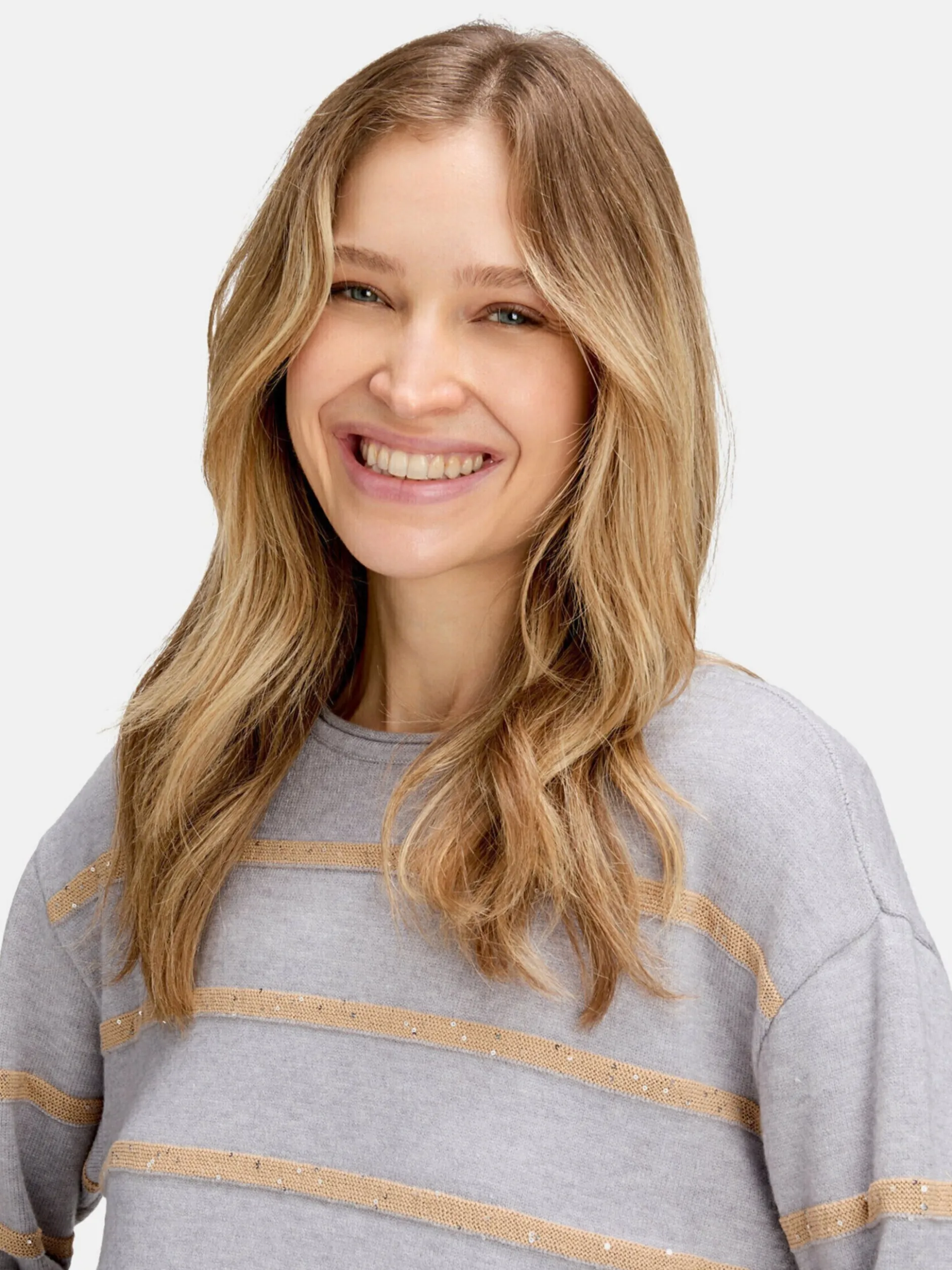 Betty Barclay Damen Strickpullover in hellgrau braun