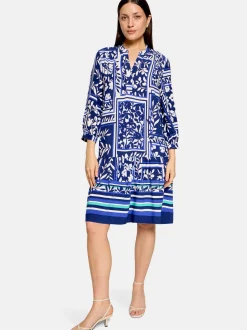 Betty Barclay Damen Stufenkleid in blau weiß