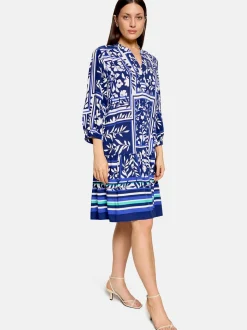 Betty Barclay Damen Stufenkleid in blau weiß