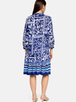 Betty Barclay Damen Stufenkleid in blau weiß