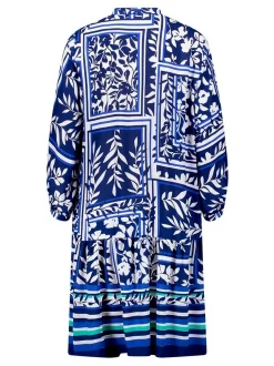 Betty Barclay Damen Stufenkleid in blau weiß