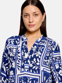 Betty Barclay Damen Stufenkleid in blau weiß