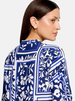 Betty Barclay Damen Stufenkleid in blau weiß