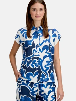 Betty & Co Damen Hemdbluse in marine weiß