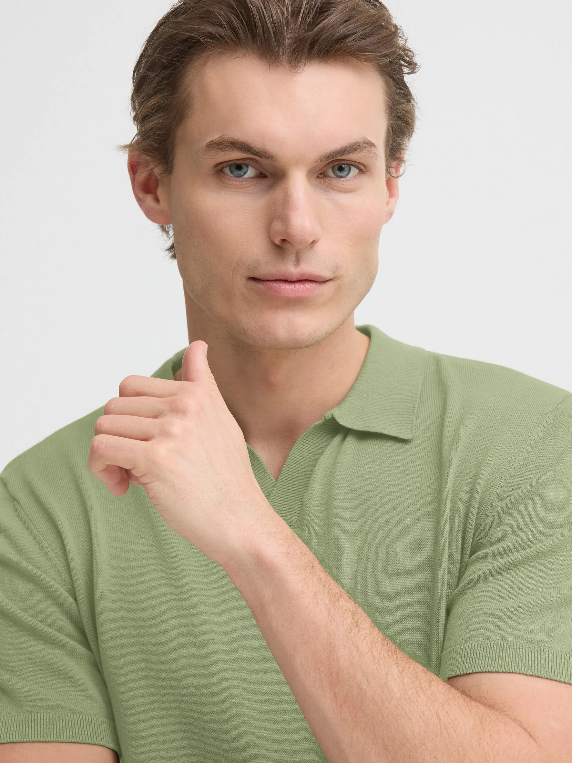 BLEND Herren Feinstrickpoloshirt - BHBray in grün