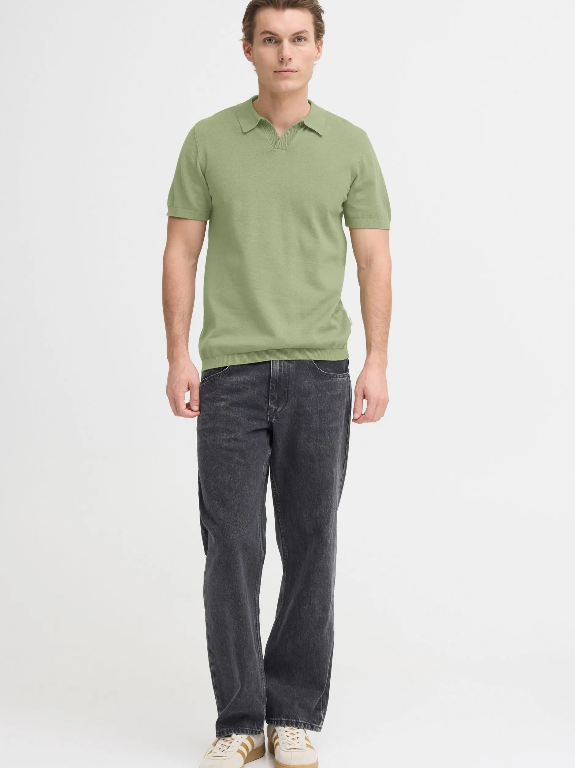 BLEND Herren Feinstrickpoloshirt - BHBray in grün
