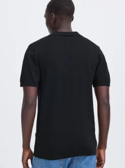 BLEND Herren Feinstrickpoloshirt - BHBray in schwarz
