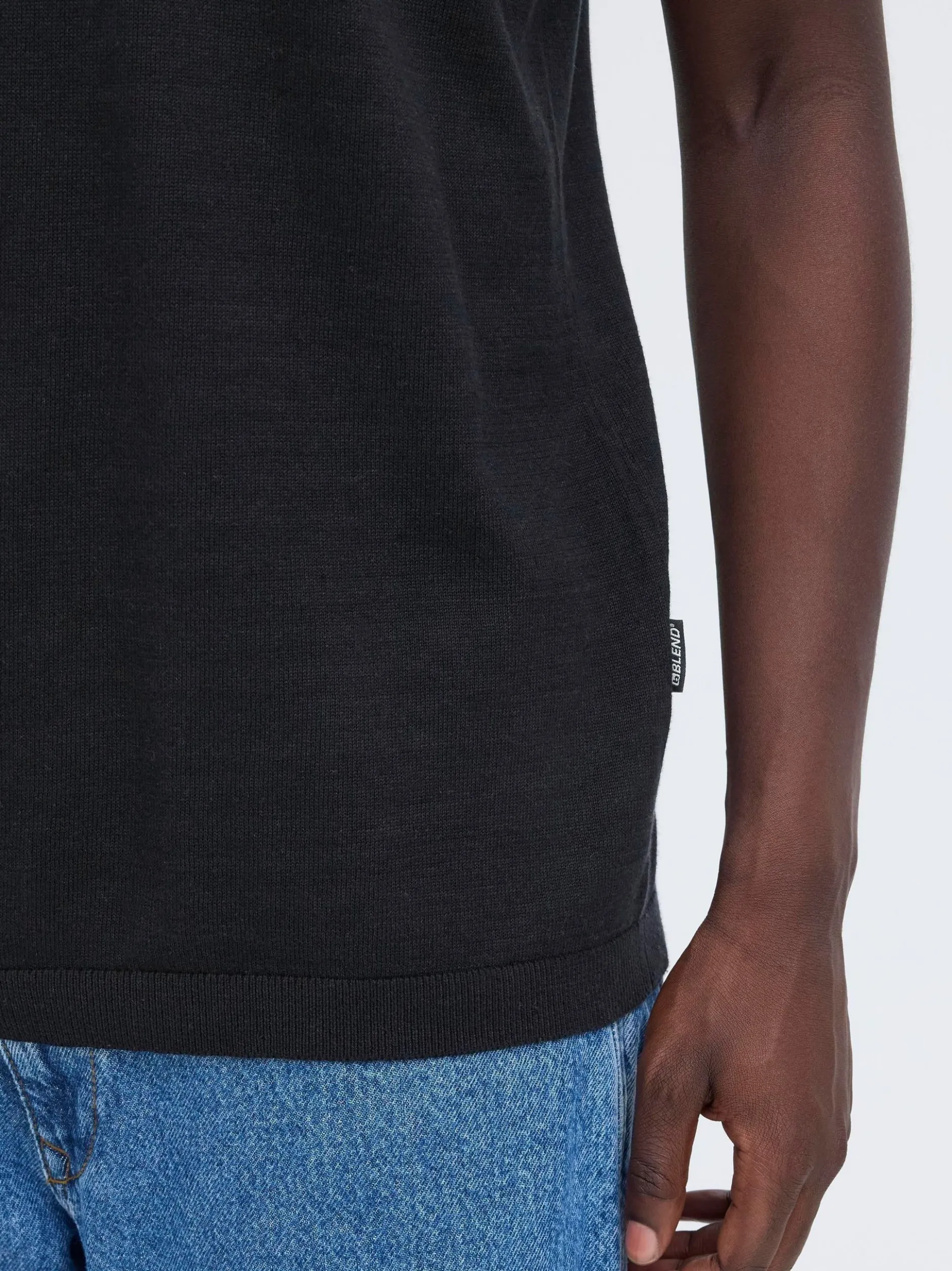 BLEND Herren Feinstrickpoloshirt - BHBray in schwarz
