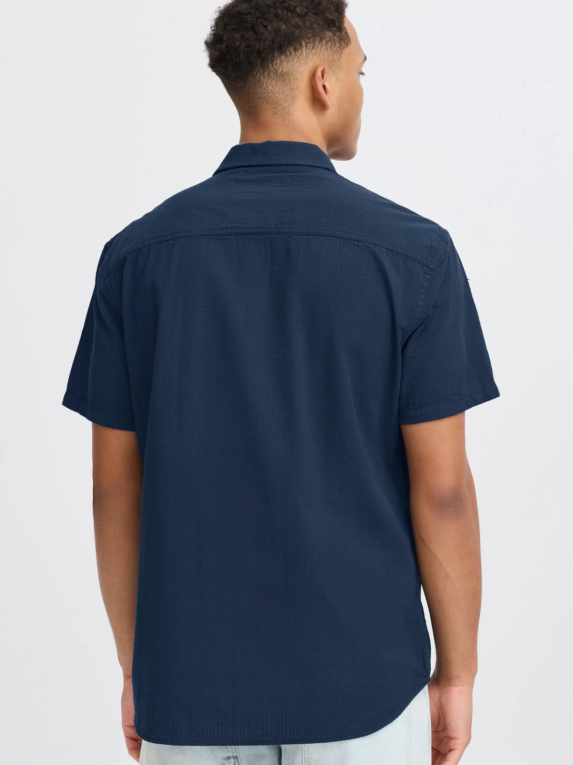 BLEND Herren Kurzarmhemd - BHAlke in blau