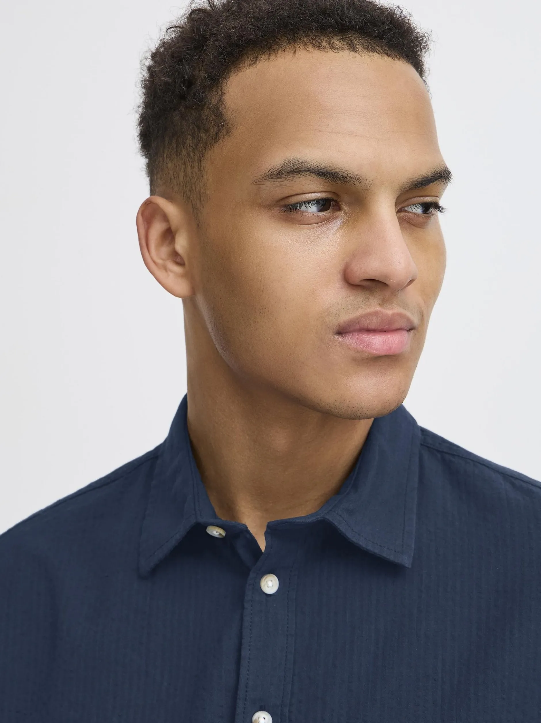 BLEND Herren Kurzarmhemd - BHAlke in blau