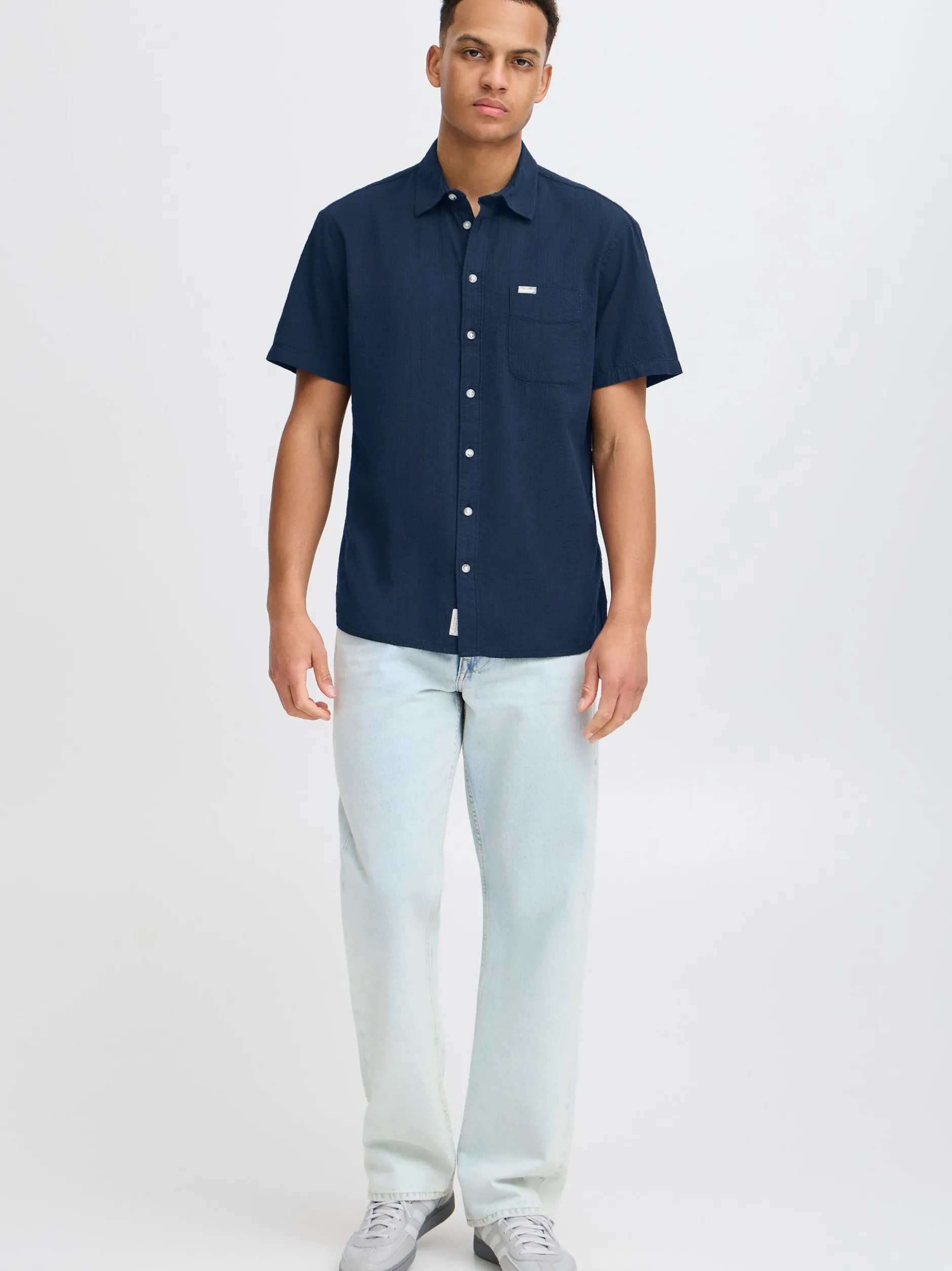 BLEND Herren Kurzarmhemd - BHAlke in blau