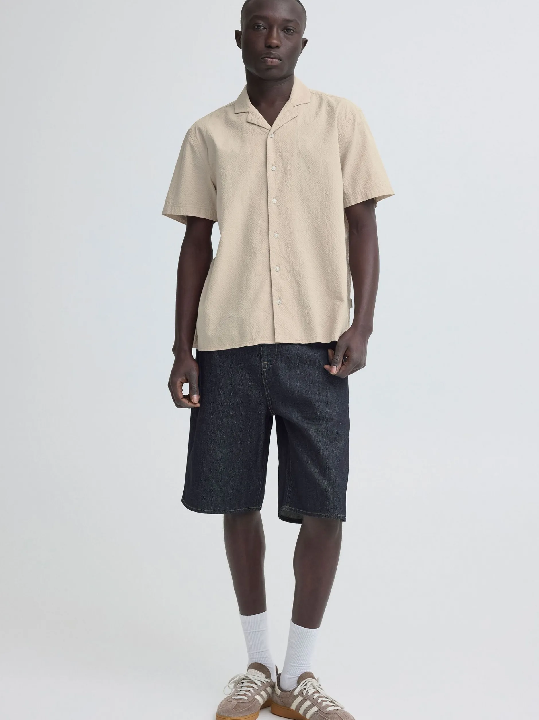 BLEND Herren Kurzarmhemd - BHAvan in beige