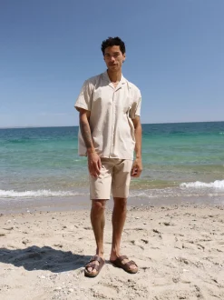 BLEND Herren Kurzarmhemd - BHAvan in beige