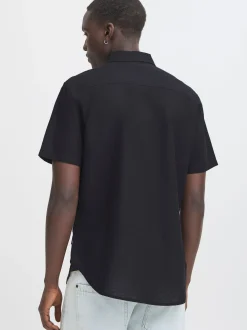 BLEND Herren Kurzarmhemd - BHBay Linen in schwarz
