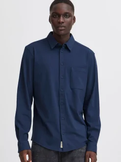 BLEND Herren Langarmhemd - BHAlo in blau
