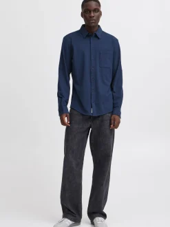 BLEND Herren Langarmhemd - BHAlo in blau