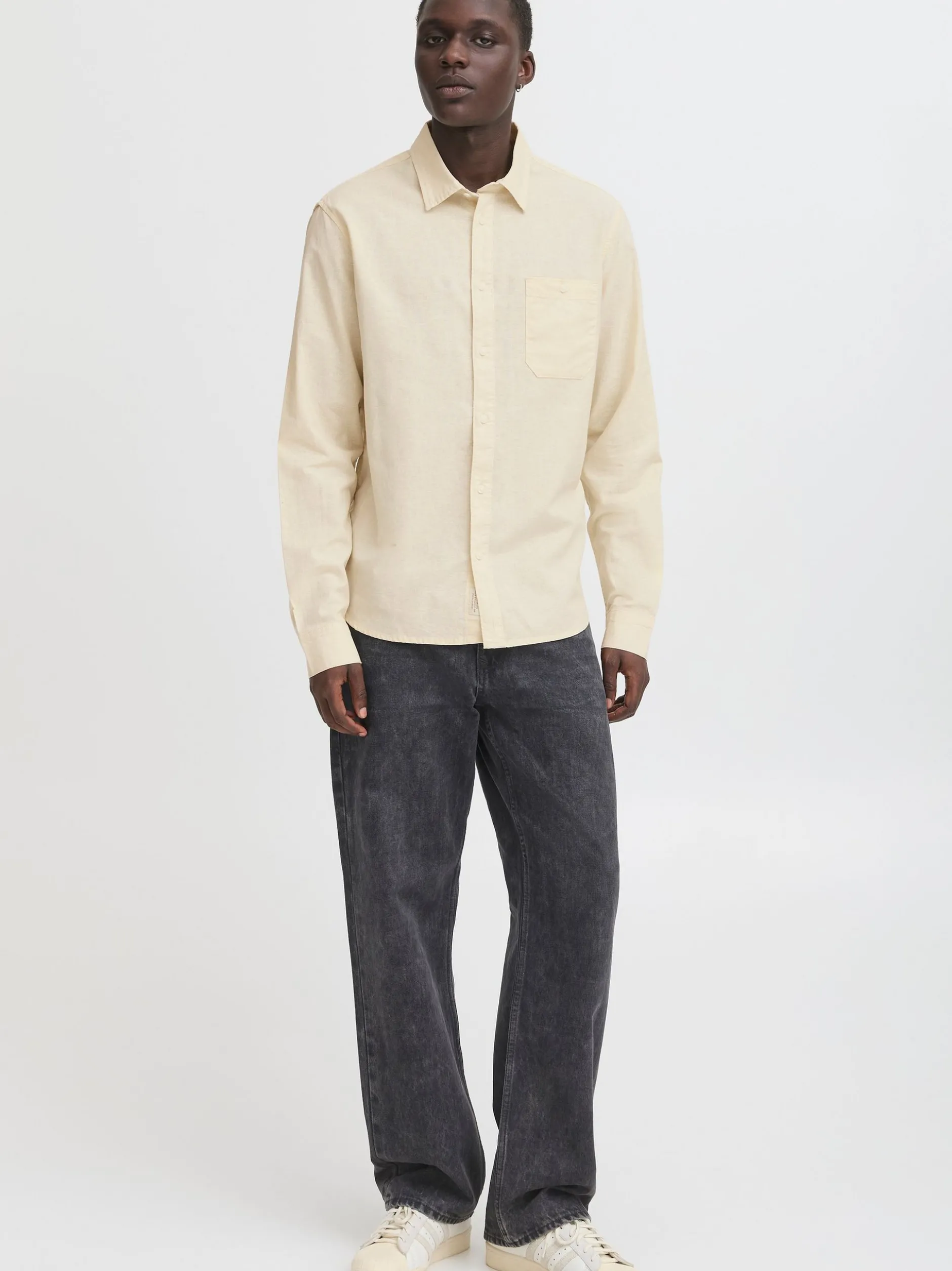 BLEND Herren Langarmhemd - BHBay Linen in beige