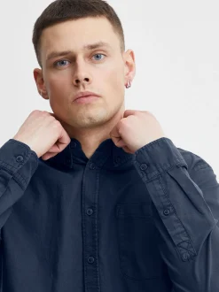 BLEND Herren Langarmhemd - BHBugley in blau