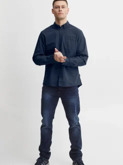 BLEND Herren Langarmhemd - BHBugley in blau