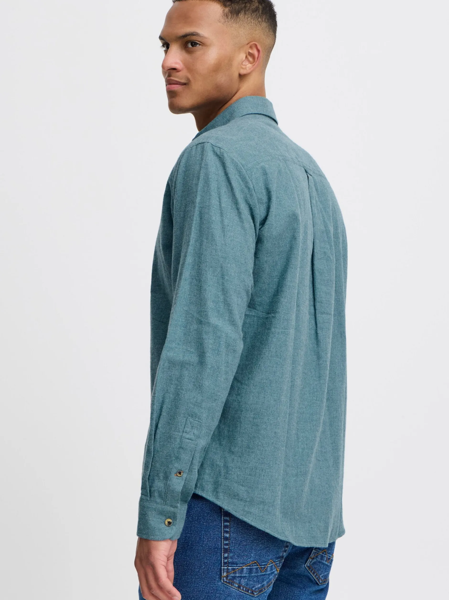 BLEND Herren Langarmhemd - BHBurley in aqua