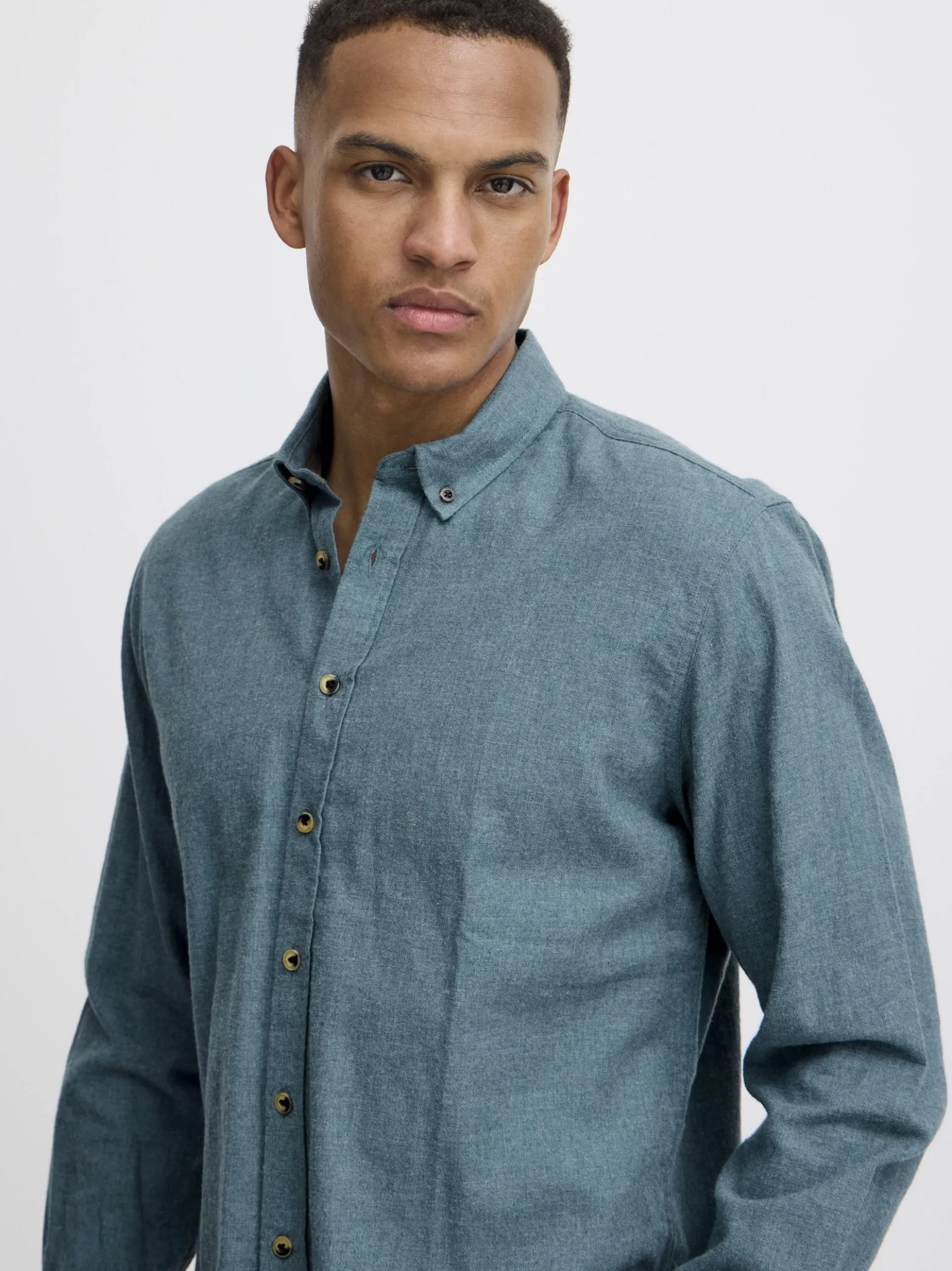 BLEND Herren Langarmhemd - BHBurley in aqua