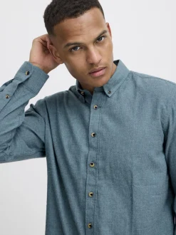 BLEND Herren Langarmhemd - BHBurley in aqua