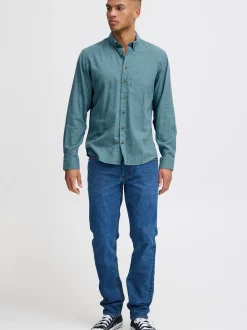 BLEND Herren Langarmhemd - BHBurley in aqua