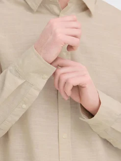 BLEND Herren Langarmhemd - BHDaris in beige