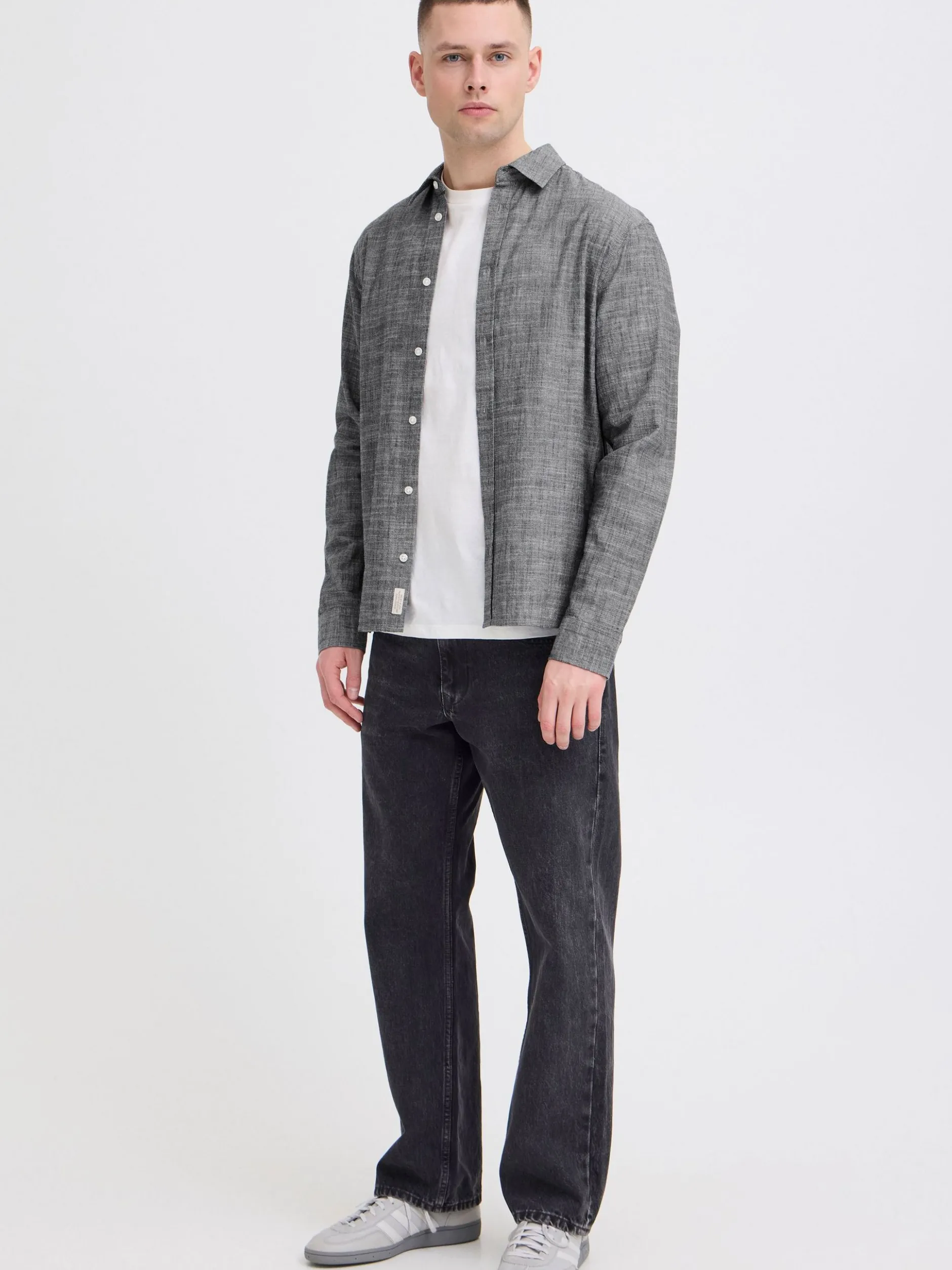 BLEND Herren Langarmhemd - BHDaris in blau