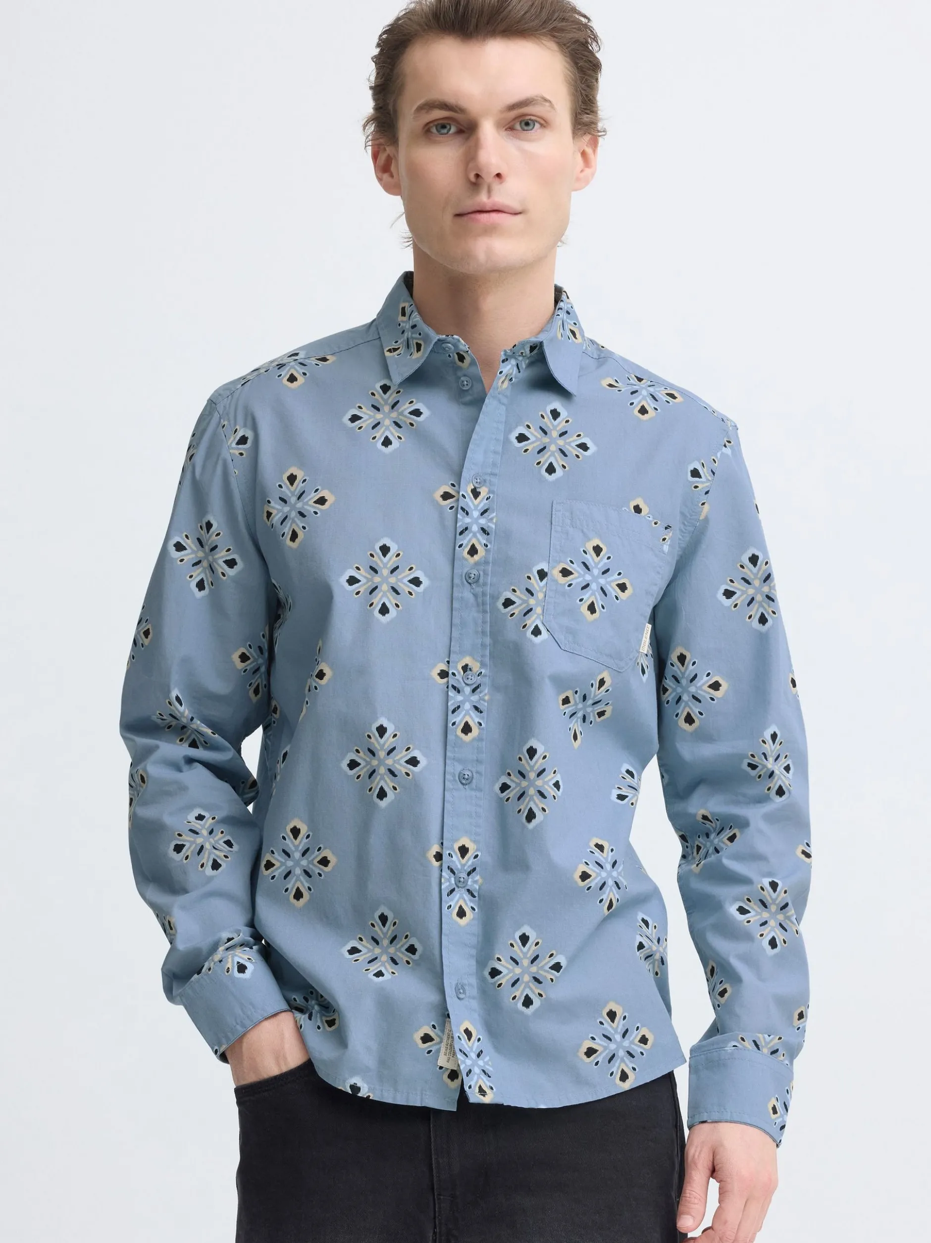 BLEND Herren Langarmhemd - BHDitlef in blau