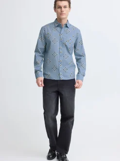 BLEND Herren Langarmhemd - BHDitlef in blau