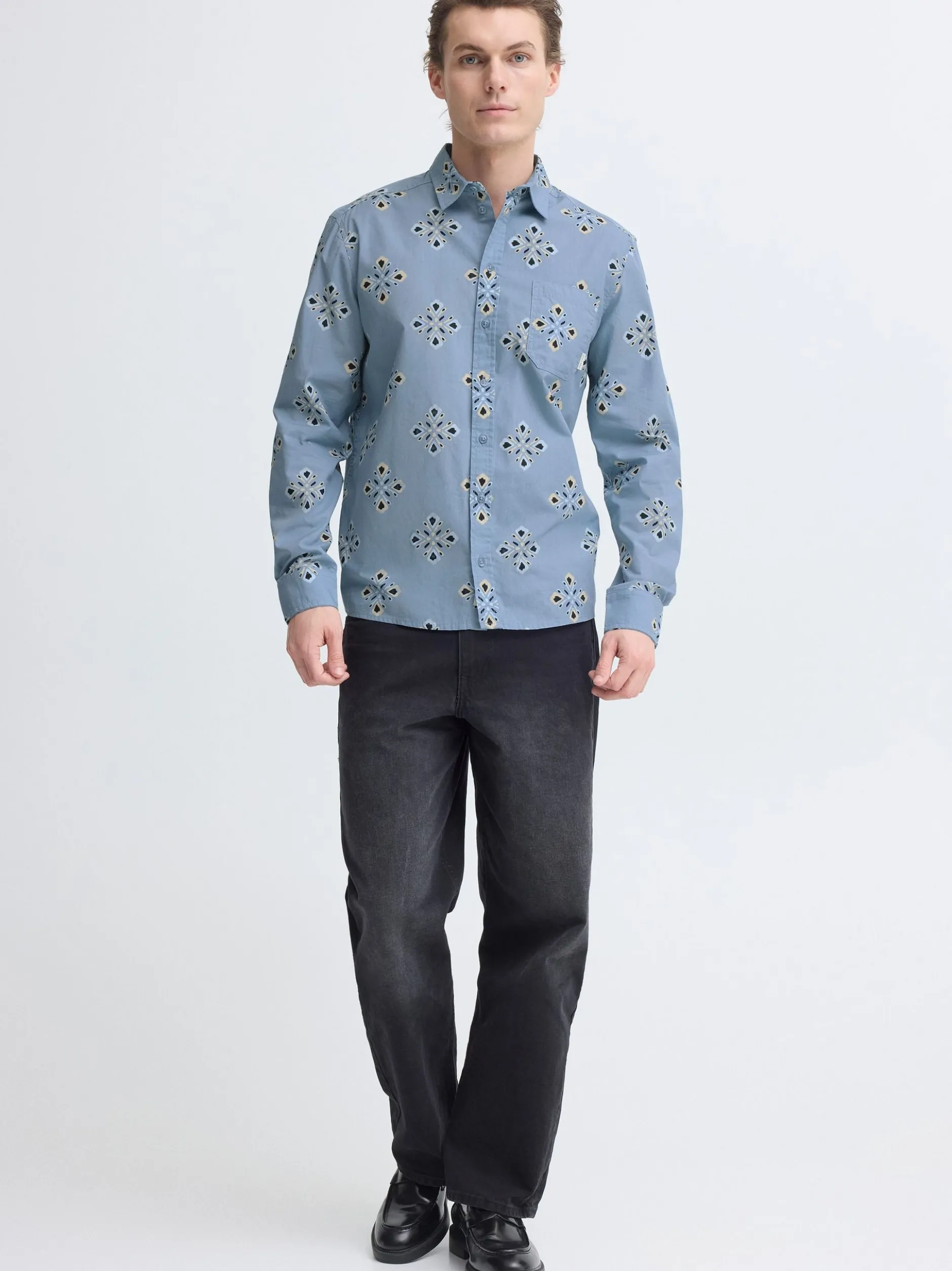 BLEND Herren Langarmhemd - BHDitlef in blau