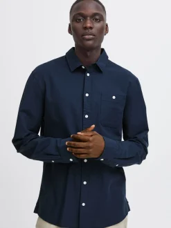 BLEND Herren Langarmhemd - BHSHIRT in blau